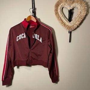 Coca-Cola Youth Long Sleeve Burgundy Full Zip Jogging Lightweight Jacket-Size S